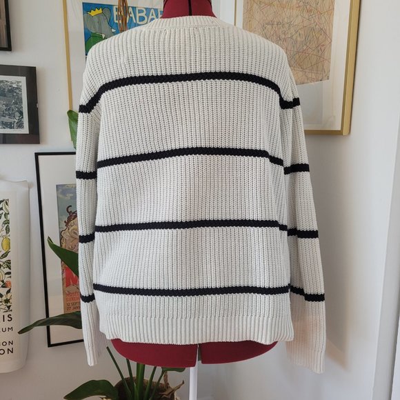 Joe Fresh Women’s XL Breton Knit Sweater with Button Detail - Picture 3 of 5
